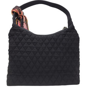 Vera Bradley Black Microfiber Quilted Medium Shoulder Bag